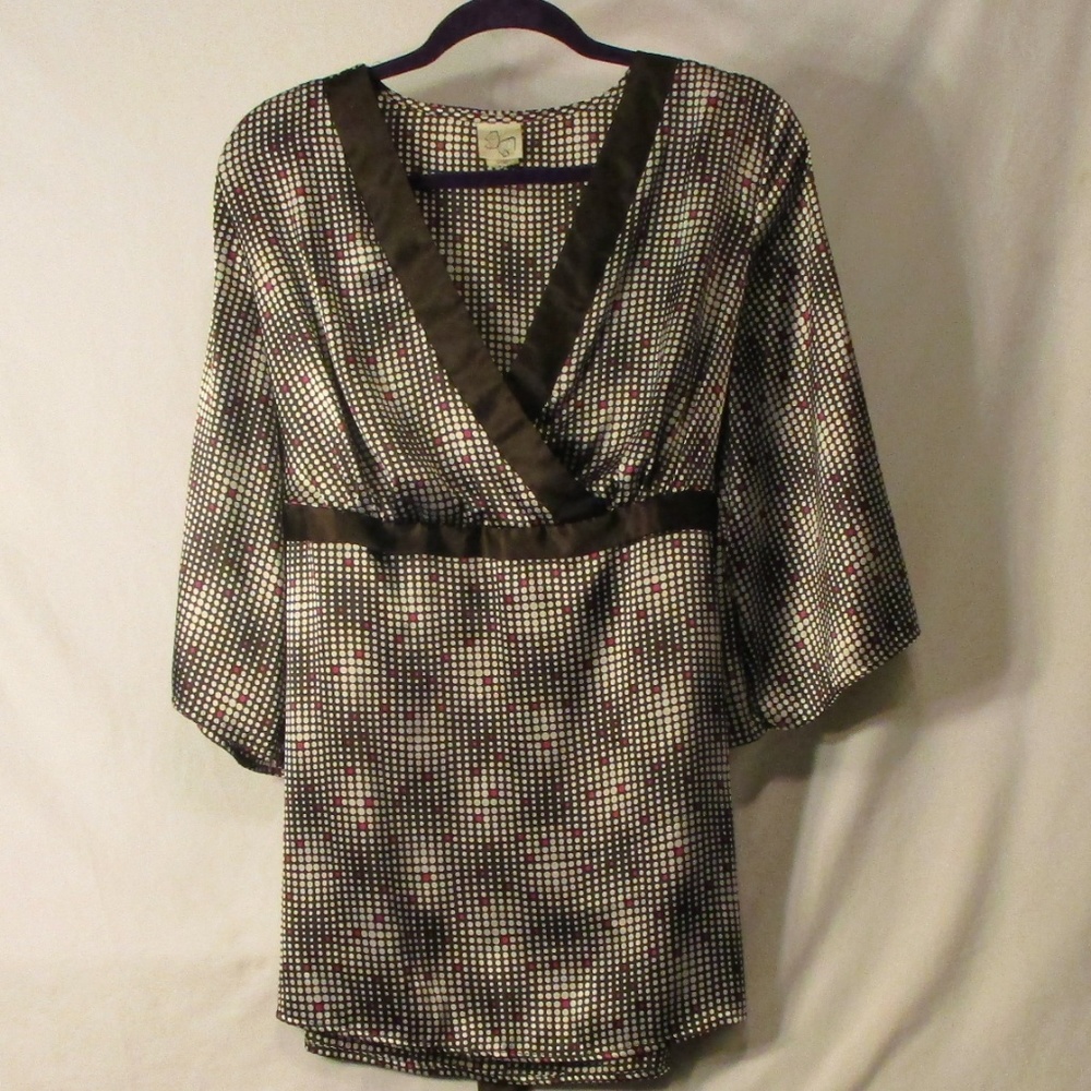 Vintage Silky Kimono  Blouse Top